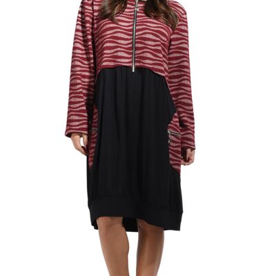 Robe semi imprimé rouge grande taille (A733)