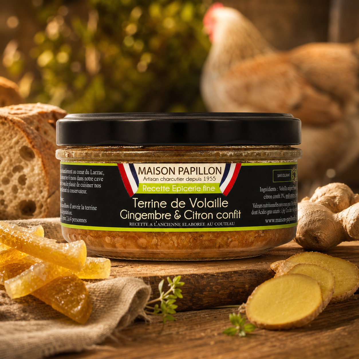 Poultry Terrine with Candied Lemon & Ginger 130g - Winner Gourmets de France