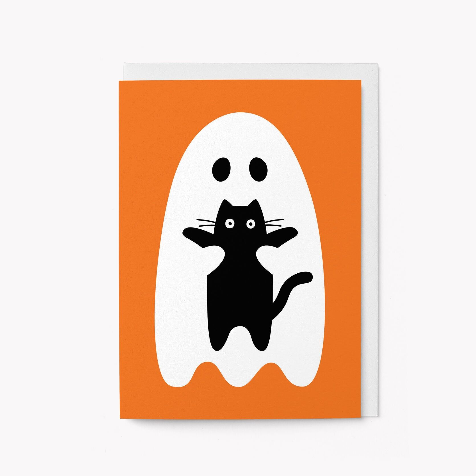 Fantasma e gatto - Biglietto di Halloween