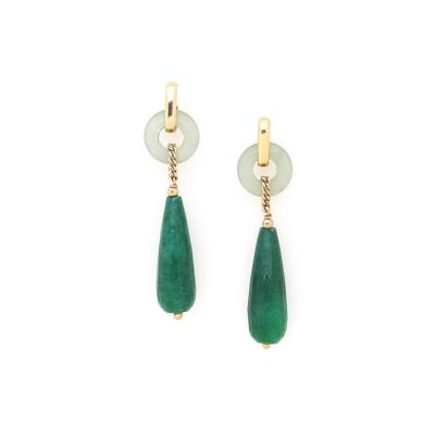 Pendientes de gota y aro AGATA VERDE