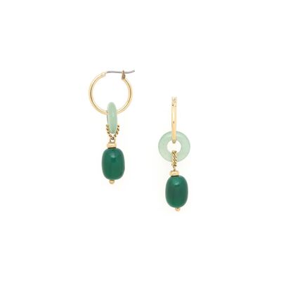 Pendientes de aro AGATA VERDE en criolla