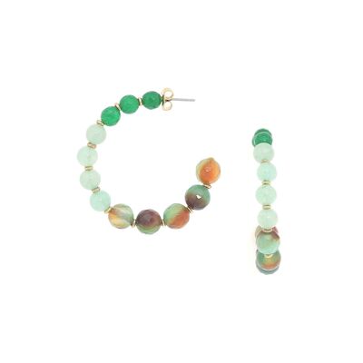 AGATA VERDE boucles d'oreilles créoles agate verte