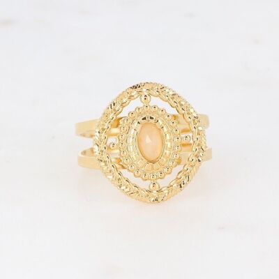 Anillo Athéane dorado con piedra de ágata blanca