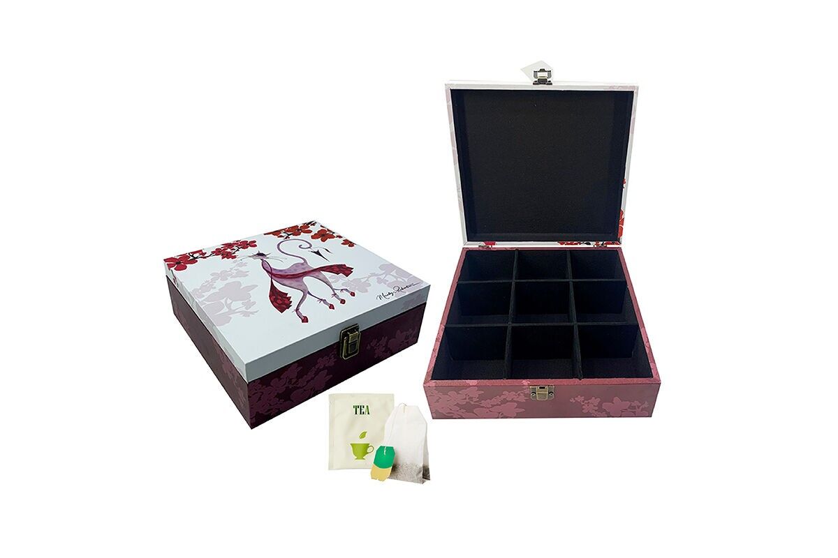 SCATOLA DA TÈ ROSA SAKURA A 9 SCOMPARTI - DI M.ROBERTSON - CASA