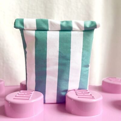Mini lunch bag, waterproof, green stripes