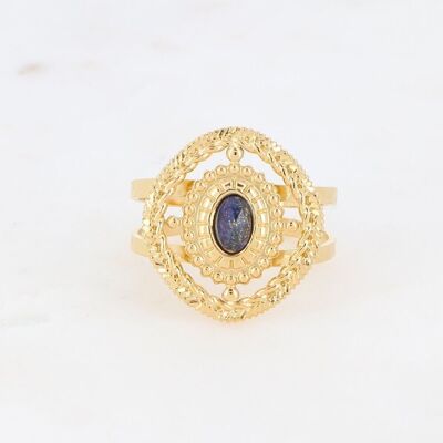 Anillo Athéane dorado con lapislázuli