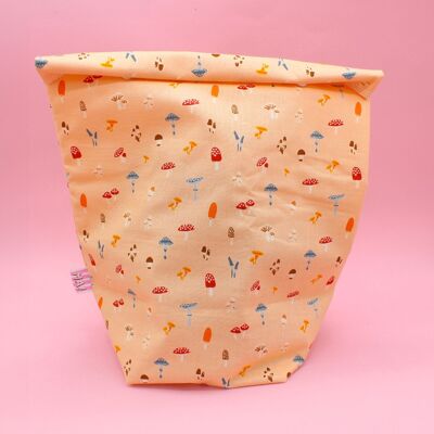 Maxi cotton lunch bag - mushrooms