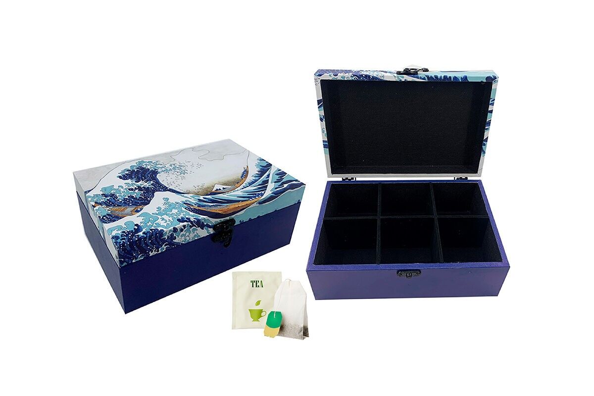 HOKUSAI THE WAVE 6-COMPARTMENT TEA BOX - HOME