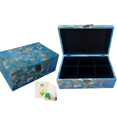 UD7868 - CAJA DE TÉ DE 6 COMPARTIMENTOS EL ALMENDRO EN FLOR VAN GOGH - INICIO