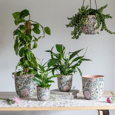 Maisie Vintage Pattern Blush Metal Planter (4 Größen verfügbar)