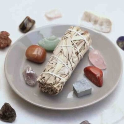 Sage smudge with cedar tips smoking house cleaning