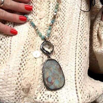 Bohemian natural stone necklace