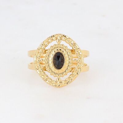 Golden Athéane ring with Onyx stone