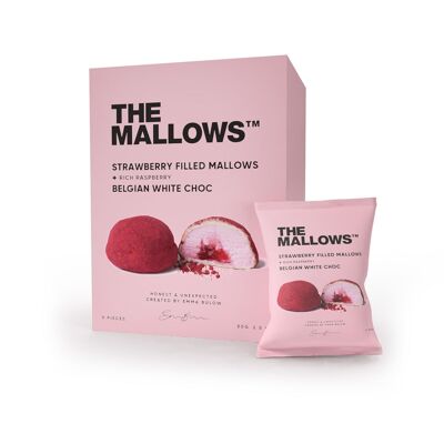 MALLOWS RIPIENI DI FRAGOLE + LAMPONI RICCHI E CIOCCOLATO BIANCO - 5 X 16G