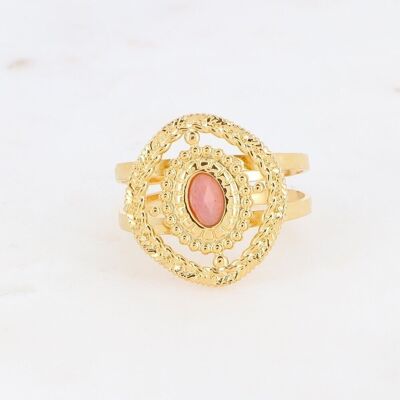 Golden Athéane ring with Rhodonite stone