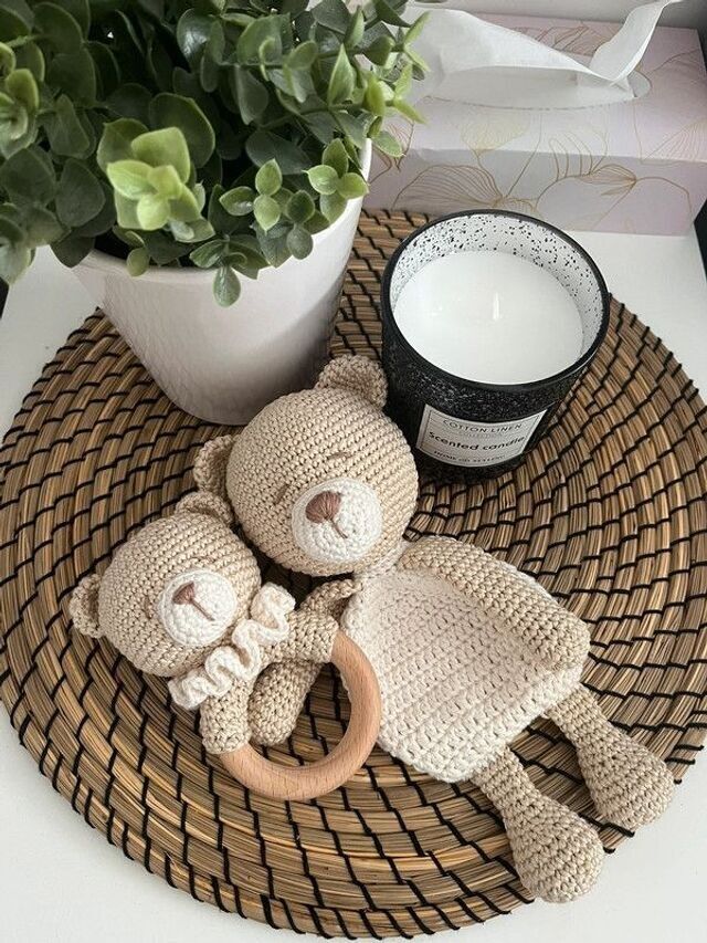 Teddy Bear Comforter + Rattle