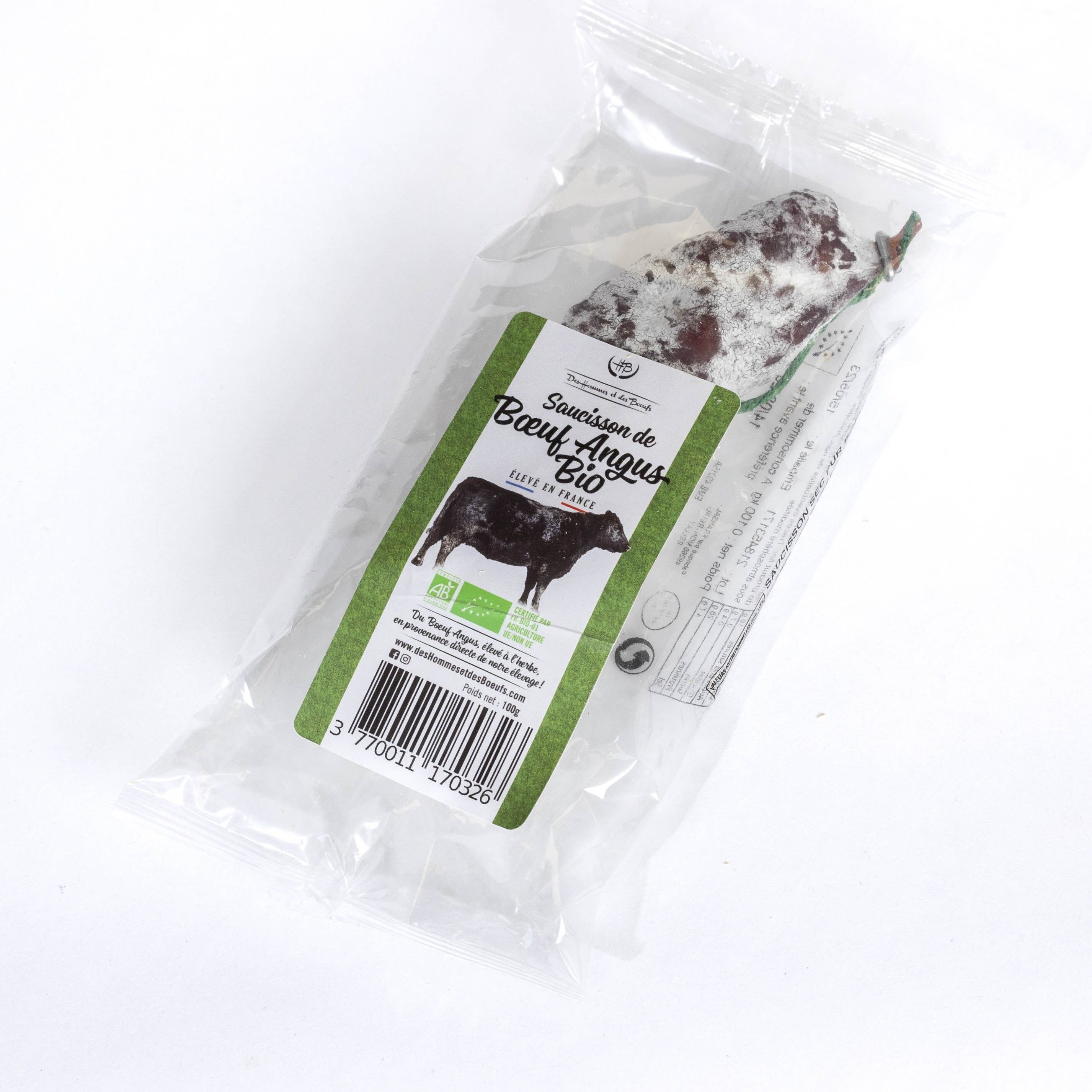 Angus beef sausage with black Nyons olives - 100 g, vacuum-packed bag