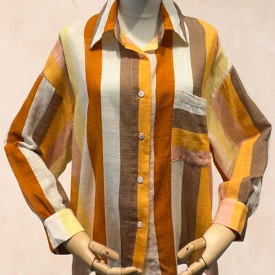 54375 - Chemise rayée multicolore - 100% coton