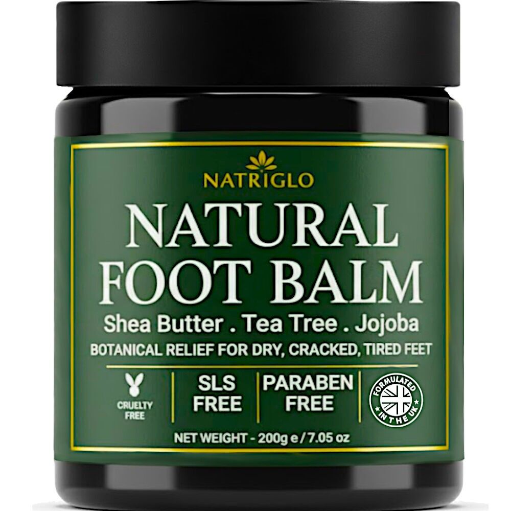 NatriGlo Natural Foot Cream – 200g | With Shea Butter, Tea Tree Oil & Jojoba | For Dry, Cracked Heels | Organic & Cruelty Free