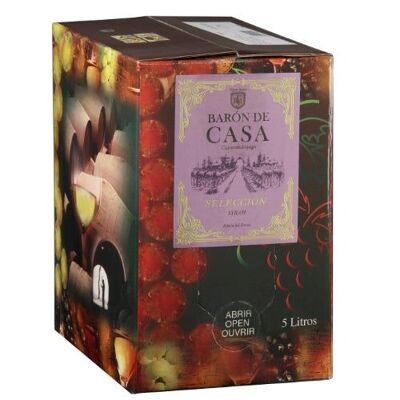 Baron de Casa Selección Syrah Bag in Box 5Lt 13.5 % Vol.Añada 2023 - Precio x litro £5 - Cantidad mínima de pedido: 10 BIB