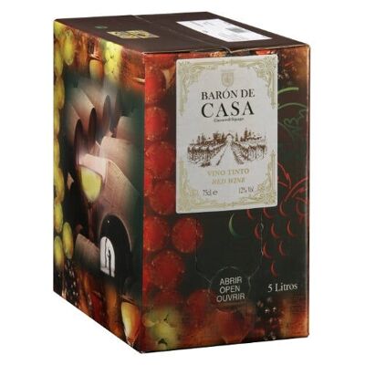 Baron de Casa Tempranillo Bag in Box 5Lt 12%Vol. - Price X Litre £4.70 - MOQ 10 BIB