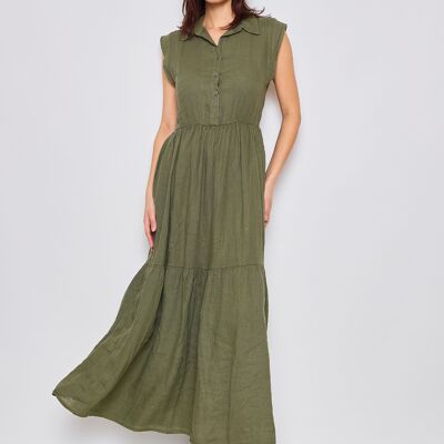 Long dress with collar and buttons