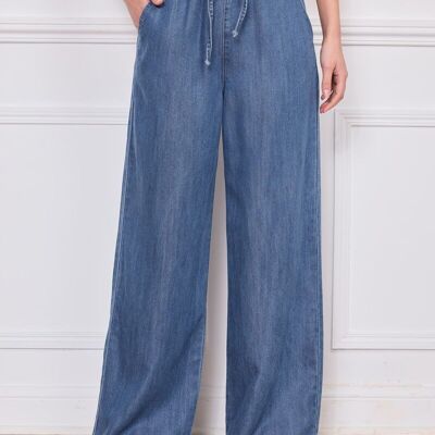 Pantaloni larghi con elastico in vita