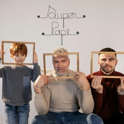 Décoration Murale en Fil de Fer "Super Papi" - à punaiser - Bijoux de Mur - Fête des Grand-Pères