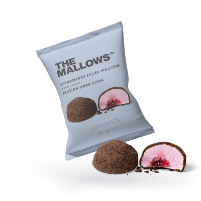 MALLOWS RIPIENI DI FRAGOLE + SCATOLA DI CIOCCOLATO FONDENTE 16G