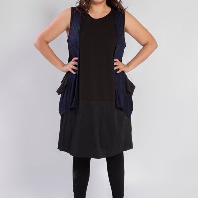 Plus size sleeveless 2-in-1 blue dress (A819)
