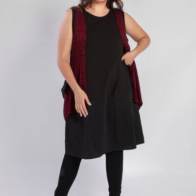 Vestido rojo sin mangas con efecto 2 en 1, talla grande (A819)