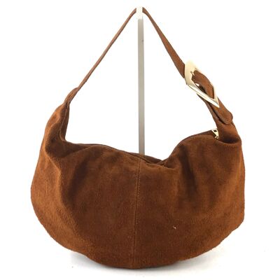 Borsa a tracolla in pelle di vitello scamosciata Crescent