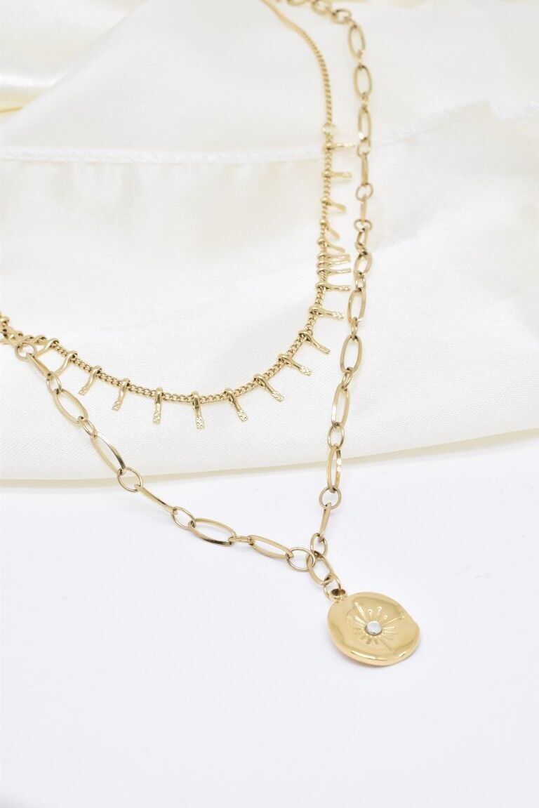 Collana in acciaio inossidabile a doppia fila - BJ210256