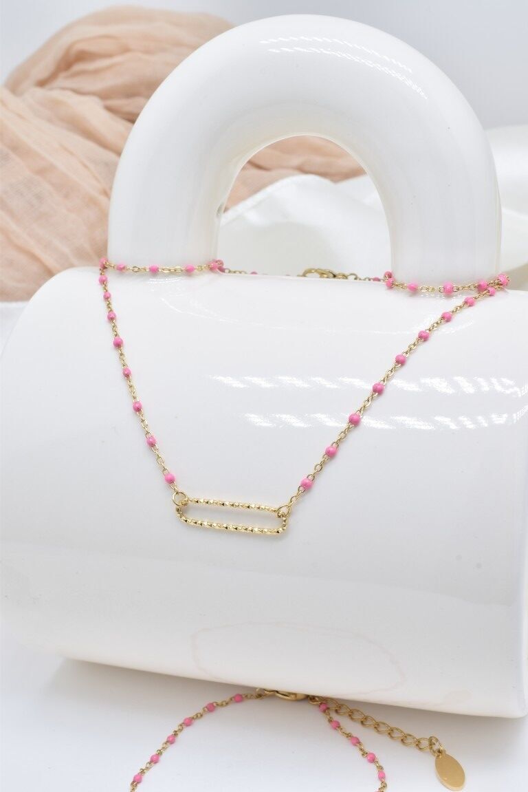 Edelstahl-Emaille-Halskette - BJ210257OR-RO