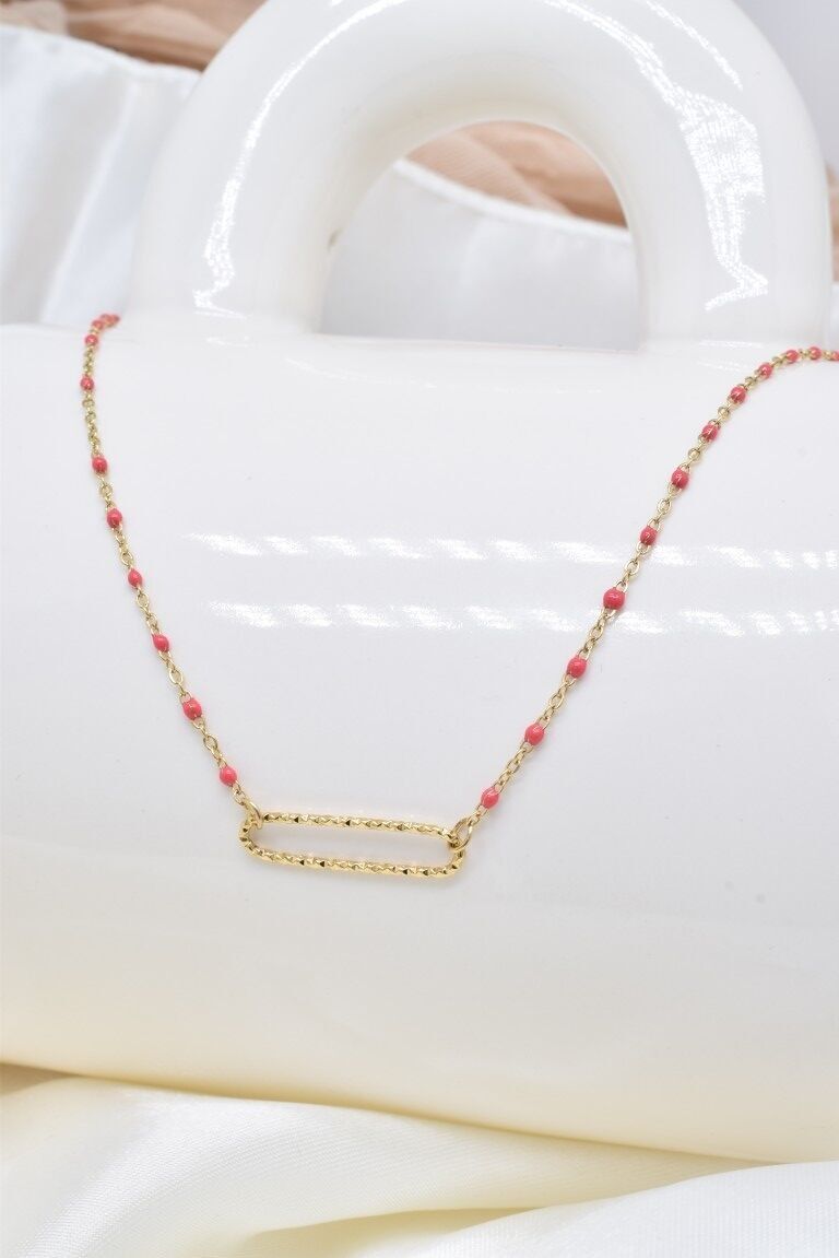 Edelstahl-Emaille-Halskette - BJ210257OR-RG