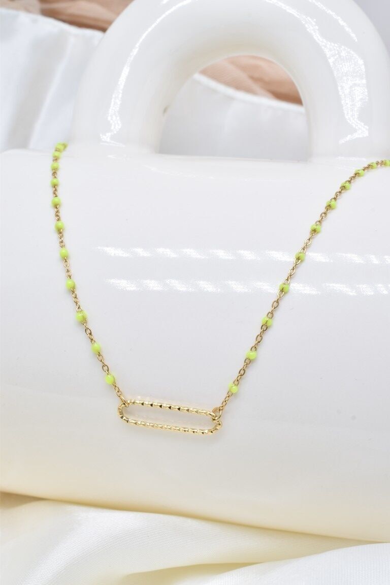 Edelstahl-Emaille-Halskette - BJ210257OR-JA