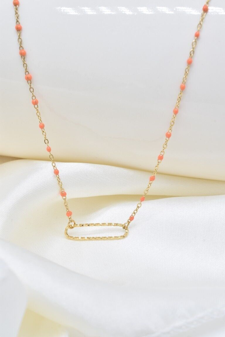 Edelstahl-Emaille-Halskette - BJ210257OR-OR