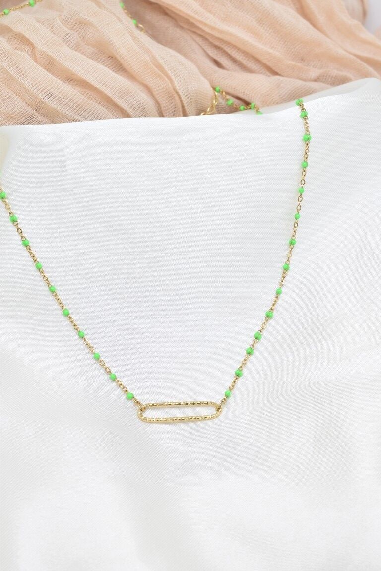 Edelstahl-Emaille-Halskette - BJ210257OR-VR