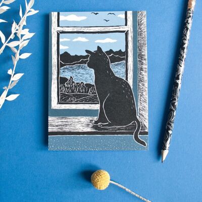 Postkarte | Katze am Fenster A6