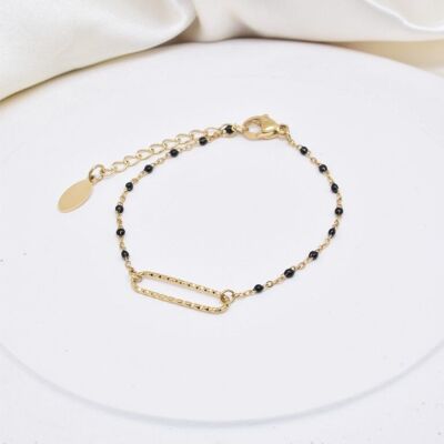 Bracciale in acciaio inossidabile smaltato - BR210257OR-NO