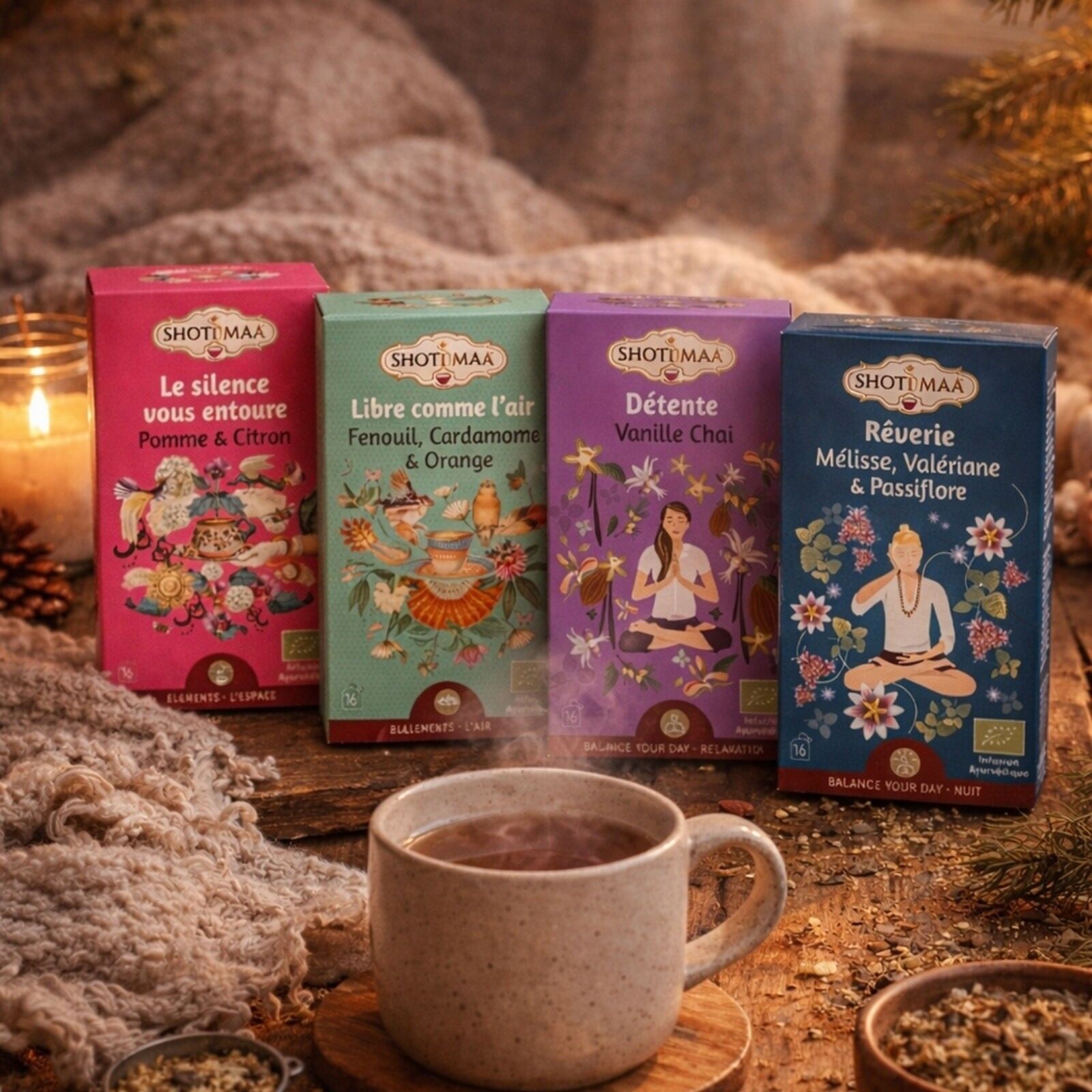 Tisanes Bio Apaisantes Sans Caféine – Relaxation, Lâcher-Prise, Respiration Fluide, Sommeil Naturel – Infusions Bien-Être du Soir