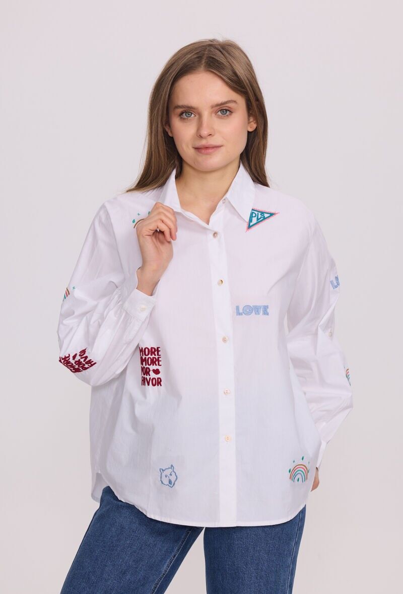 Camicia ricamata a maniche lunghe