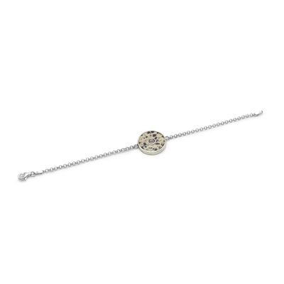 Silver Bracelet with Dalmatian Stone Pendant