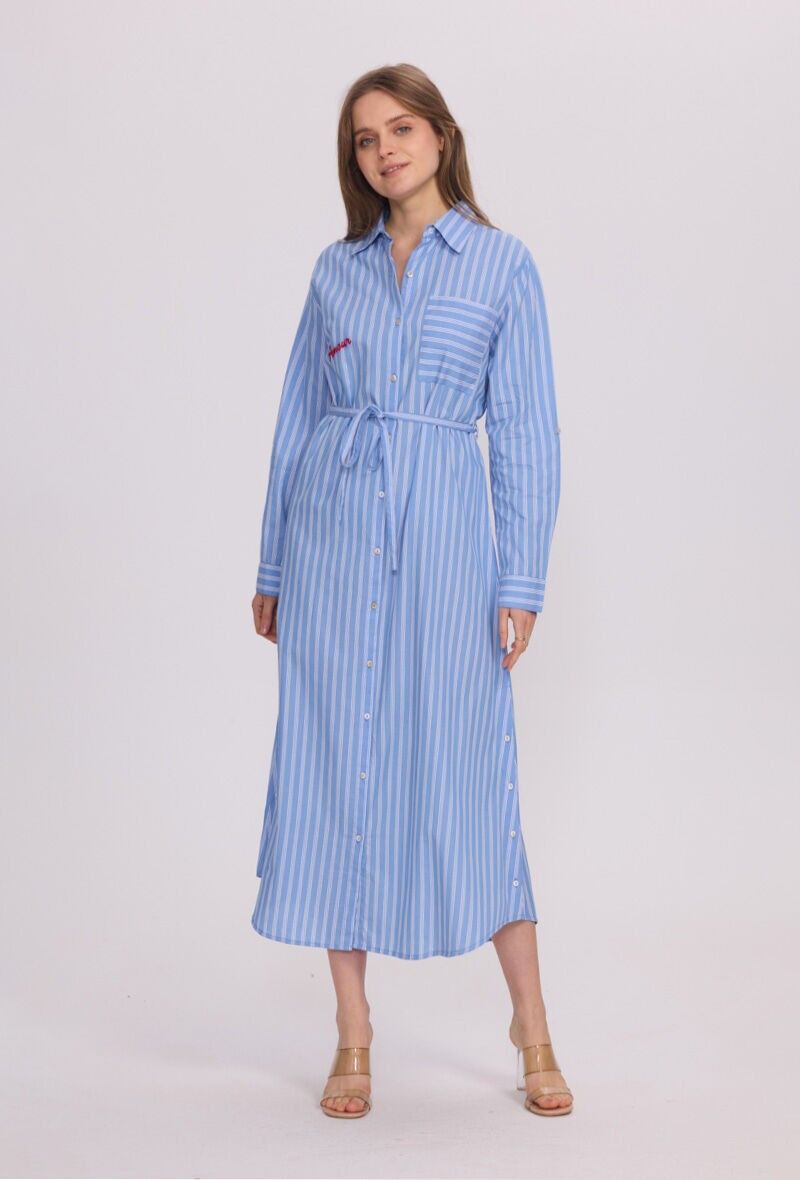 Elegante abito camicia a righe