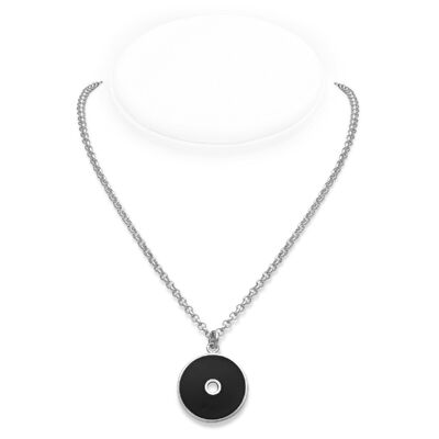 Black Colorit Pendant and Silver Necklace
