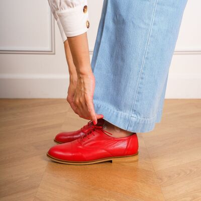 Marcel - Zapatos Derby de Cuero Rojo