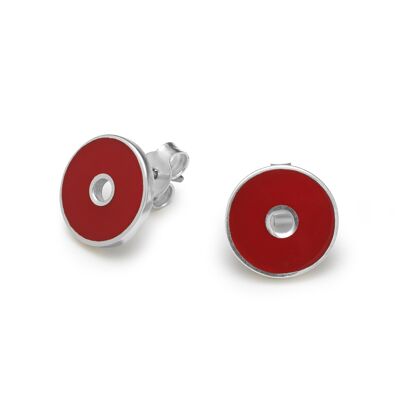 Deep Red Colorit Pendant and Silver Earring