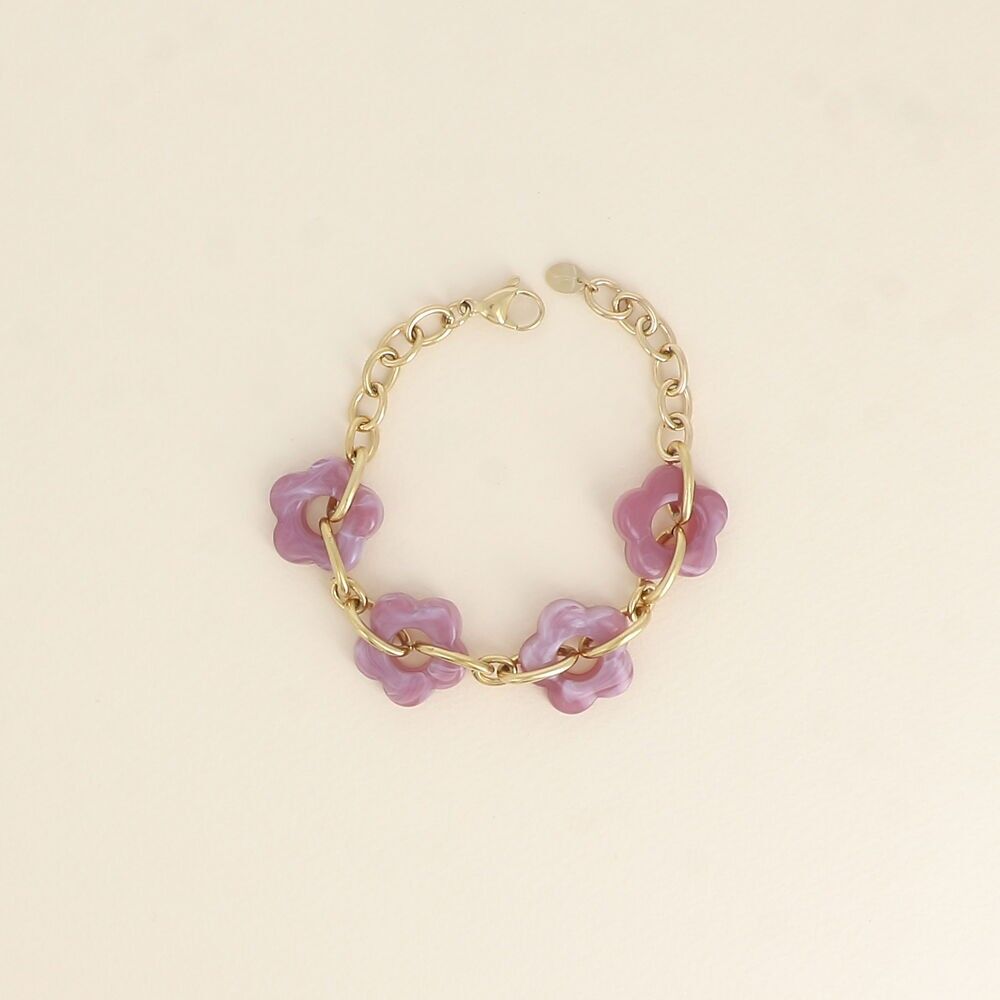 Pulsera - flores de resina y eslabones ovalados