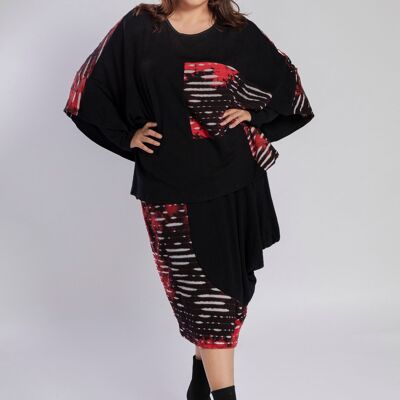 Conjunto de poncho y falda de talla grande (A828)