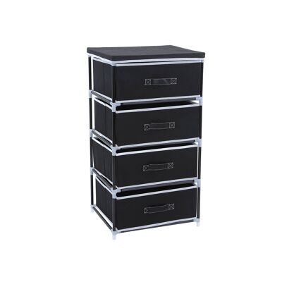 Etagère avec 4 tiroirs en tissu noir, 45 x 84.5 x 38 cm